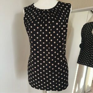 BCBGMaxAzria Black and Cream Polka Dot Blouse shell